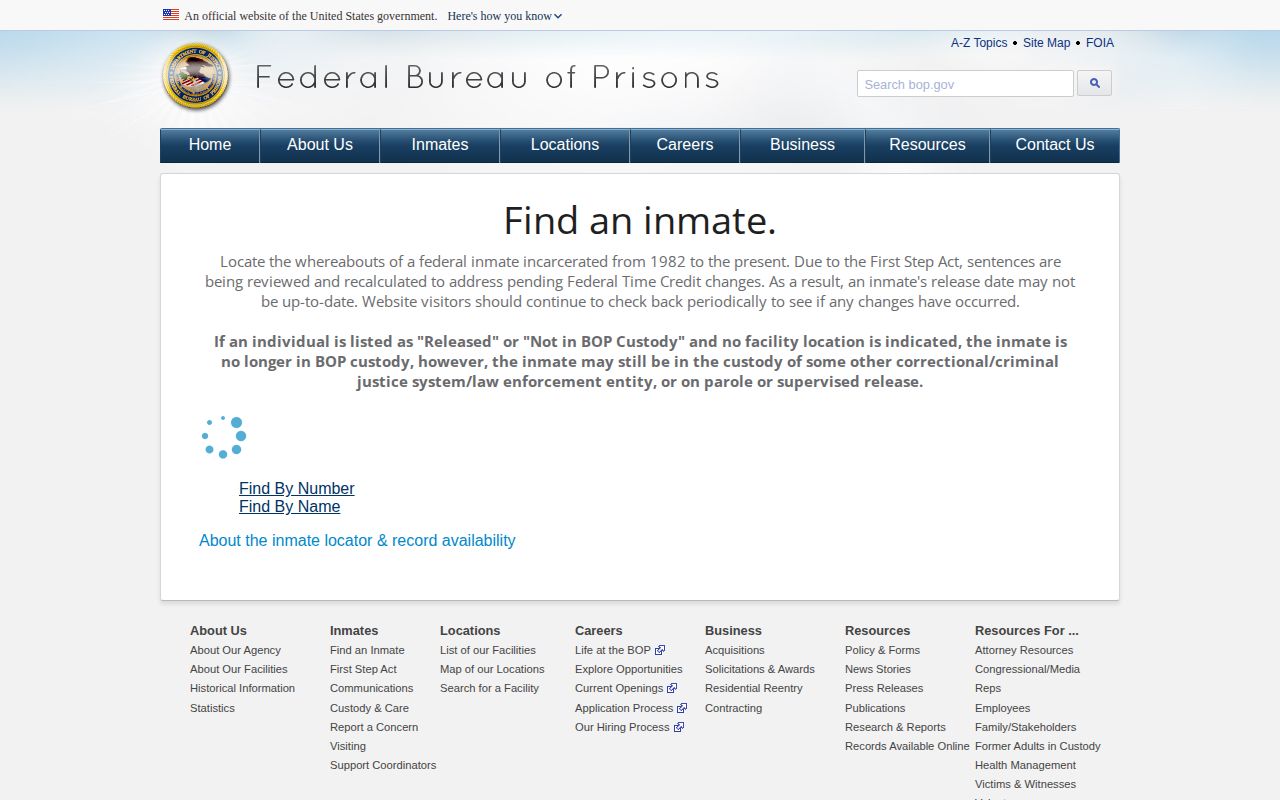 Harrison County federal released inmate BOP locator fields