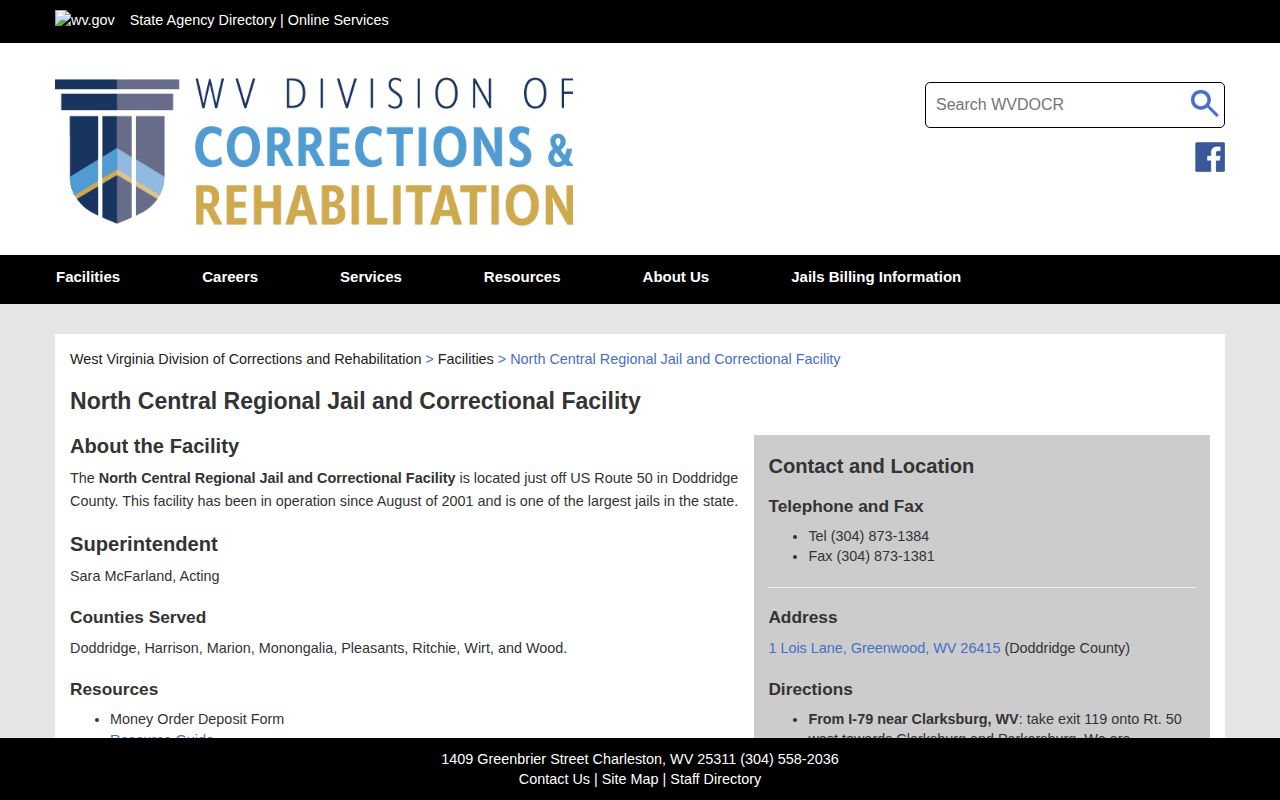 North Central Regional Jail Harrison County release information